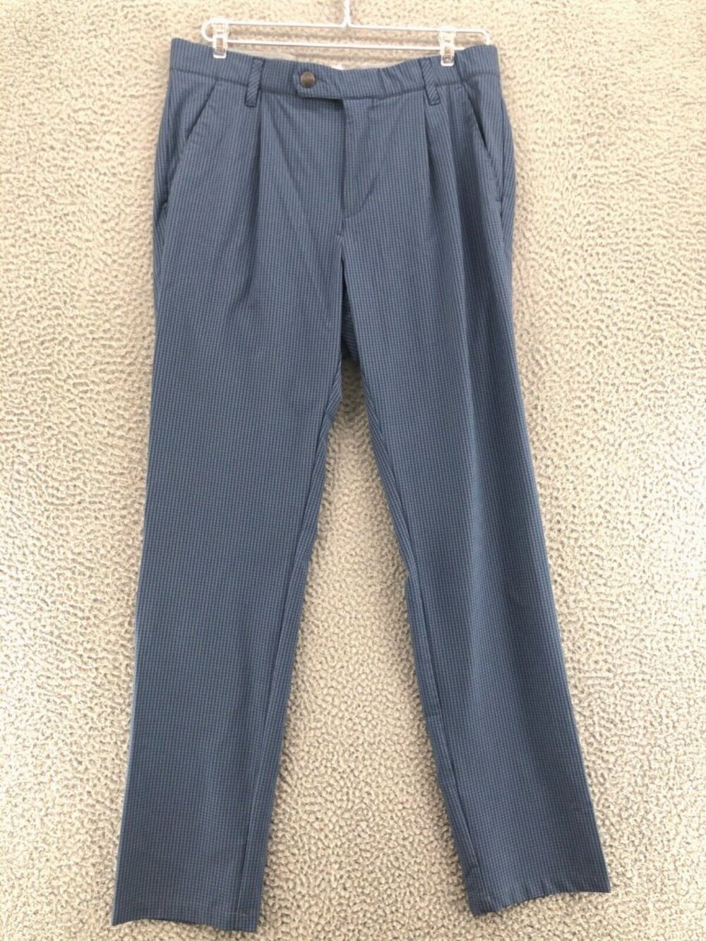 Adidas Pants Mens 32x32 Blue Check Golf Activewear Athletic Sport Skinny Stretch